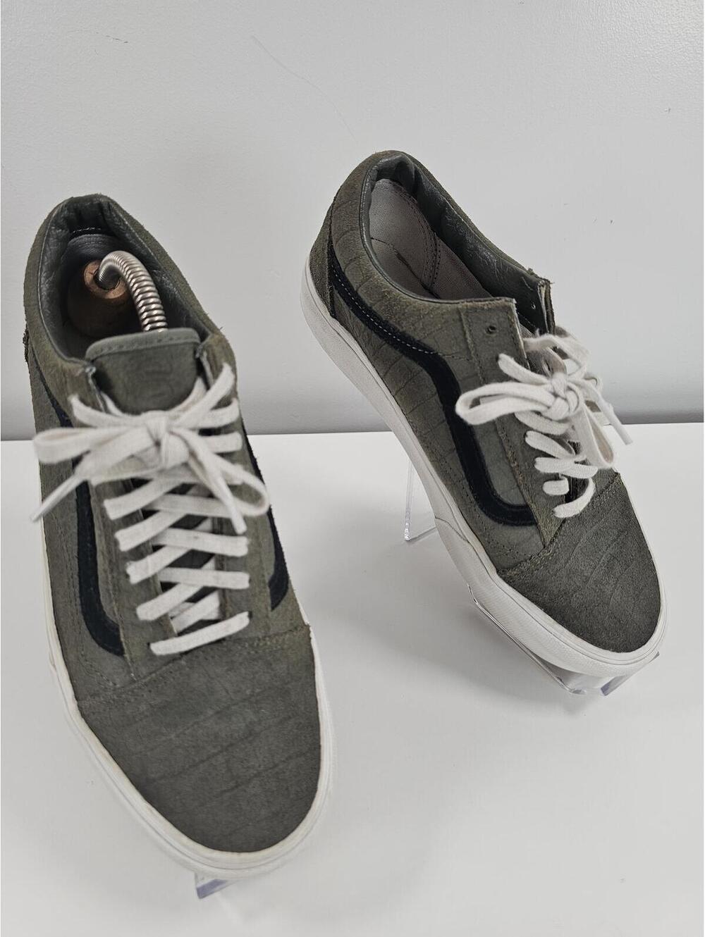 Vans Old Skool Olive Green Croc-Embossed Platform Sneakers